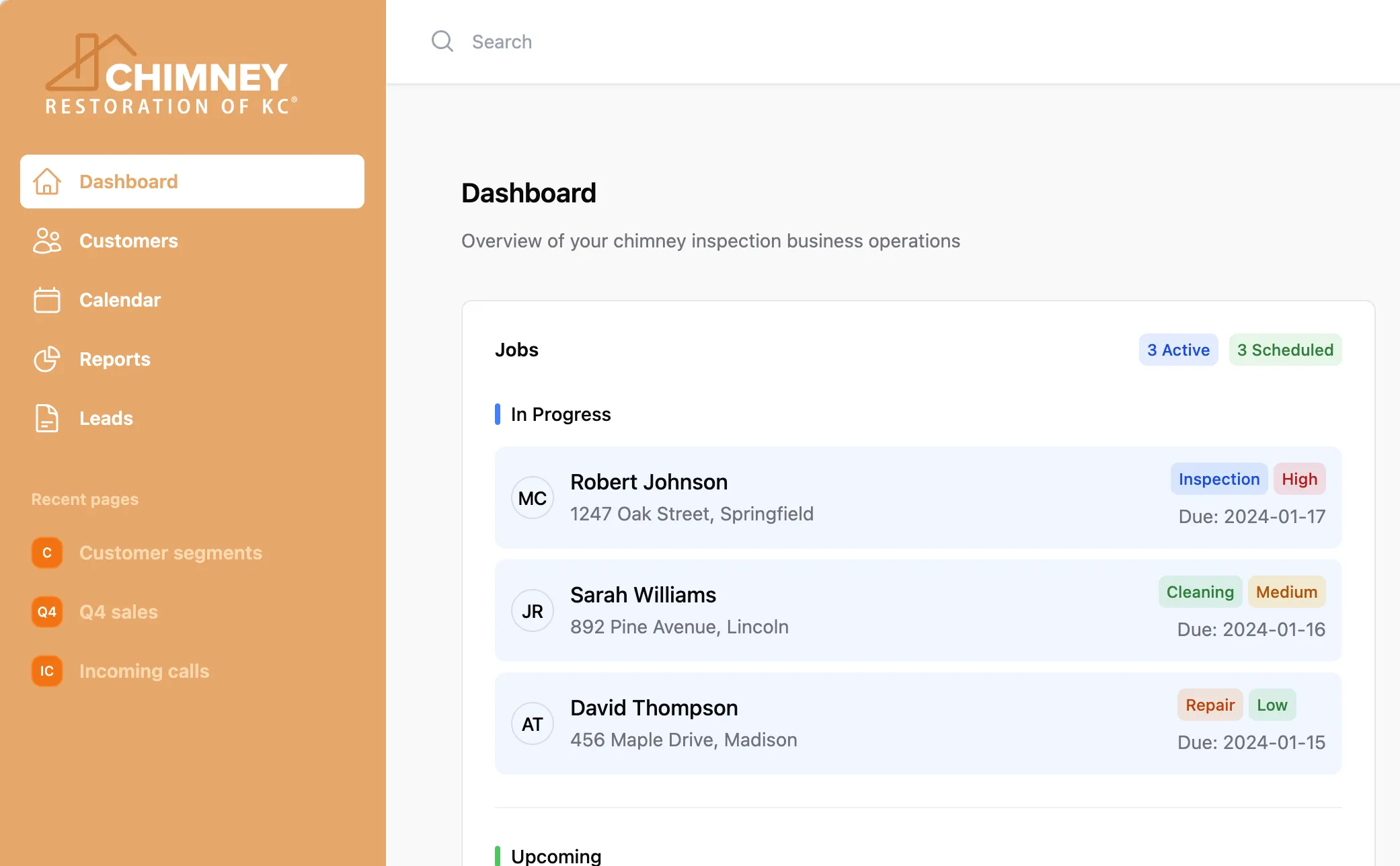Custom app built for Chimney Restoration of KC